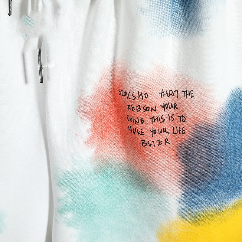 BEMCSHO Gym Workout Grunge Splatter Shorts