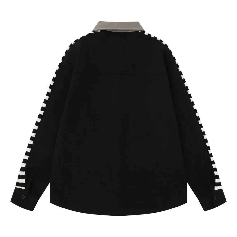Embroidered Patchwork Cargo Safari Style Shirt