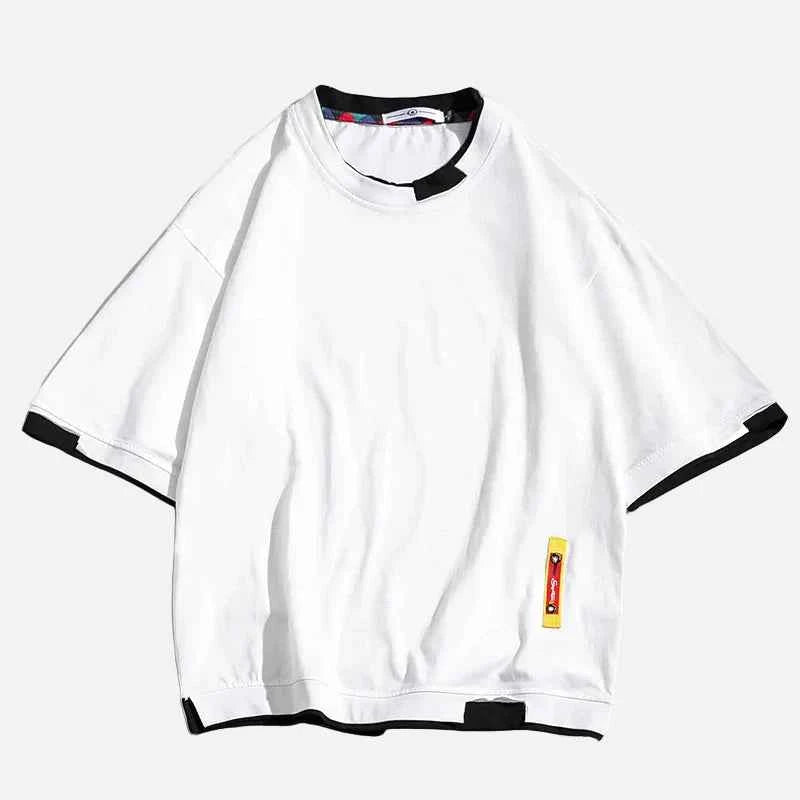 Summer Oversized Fake Two Piece Cotton T-Shirt