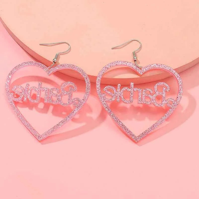 Luxury Creative Acrylic Barbie Heart Earrings