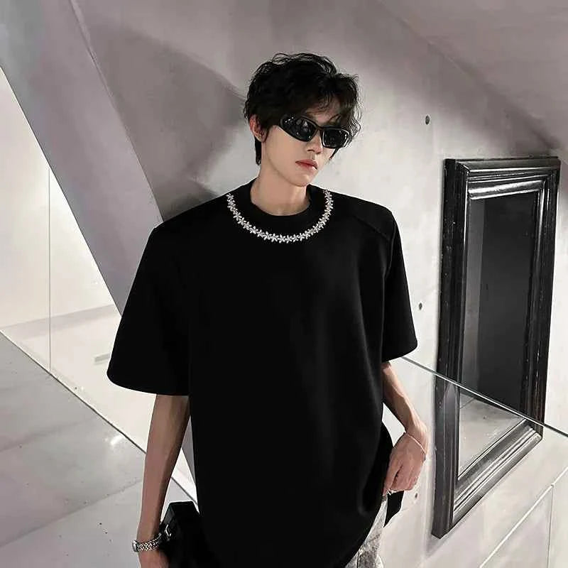 Vintage Oversized Loose Chain Shoulder Pad T-Shirt