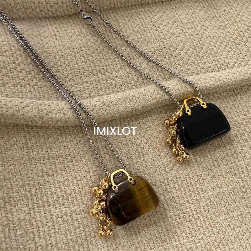 Luxury Beaded Stone Pendant Necklace
