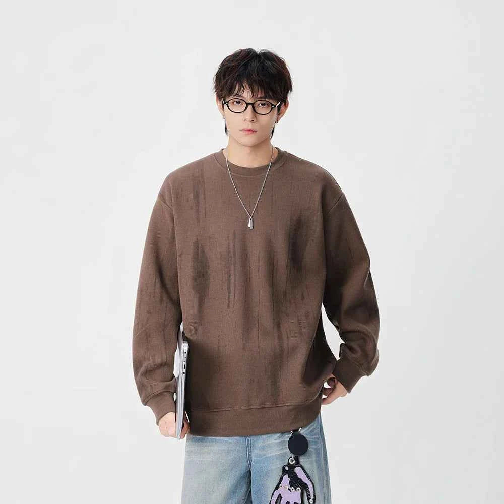 Streetwear Distressed Crew Neck Sweatshirt