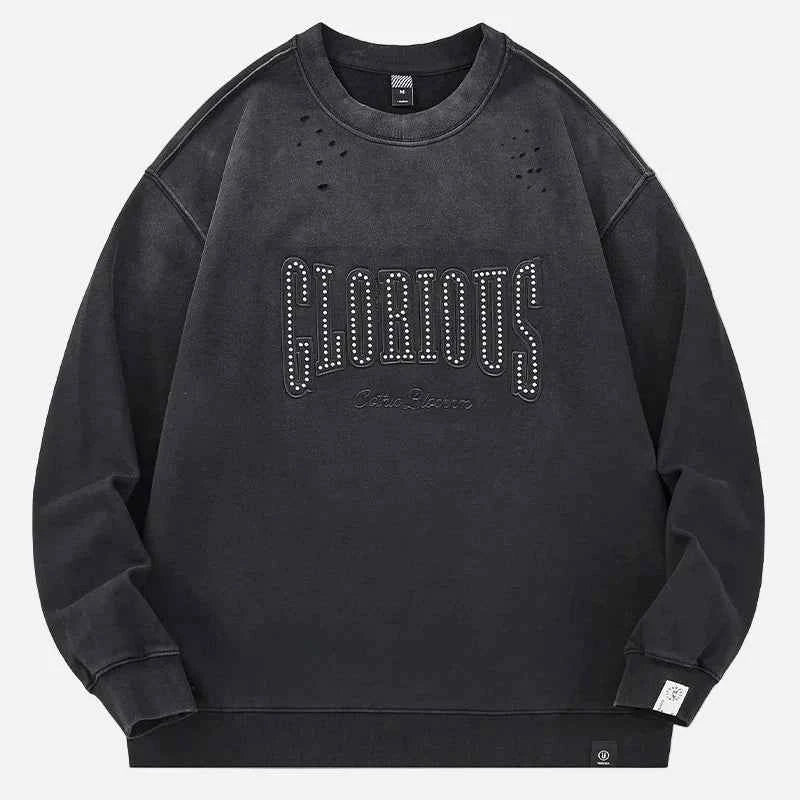 Ripped Casual Heavyweight Cotton Sweatshirt
