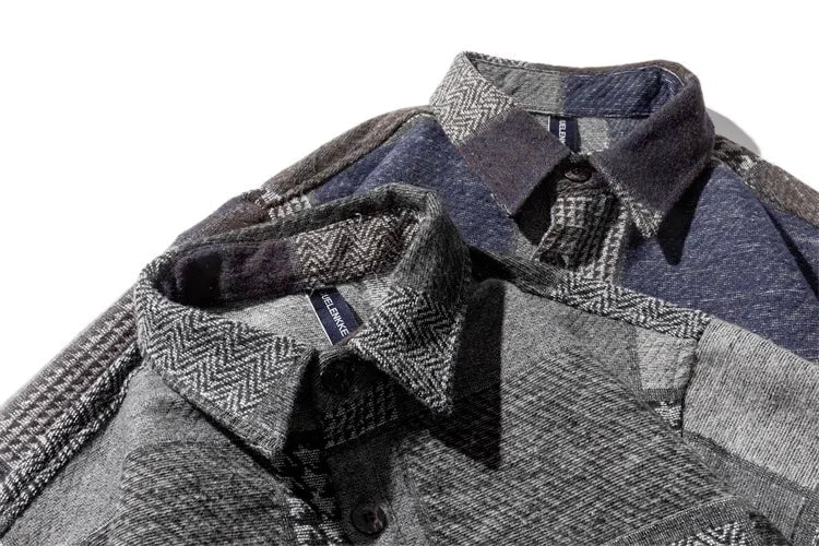 Retro Dark Color Plaid Shirt