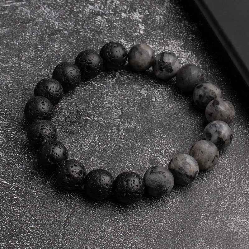 Retro Black Volcanic Stone Bead Bracelets