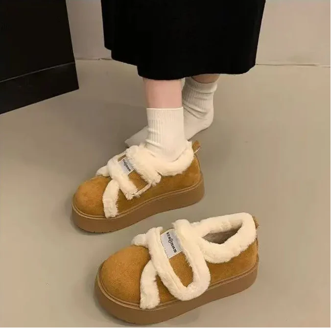 Cozy Furry Platform Loafers Shoes - Luxuryurbanwear