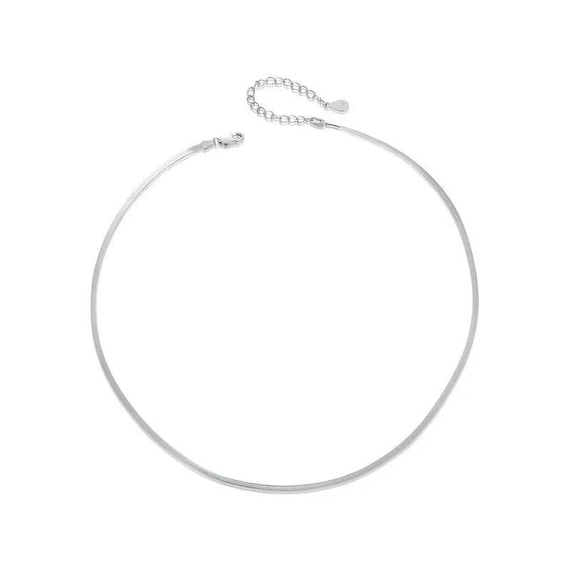 Dainty White Gold Plated Snake Chain Necklace - Luxuryurbanwear