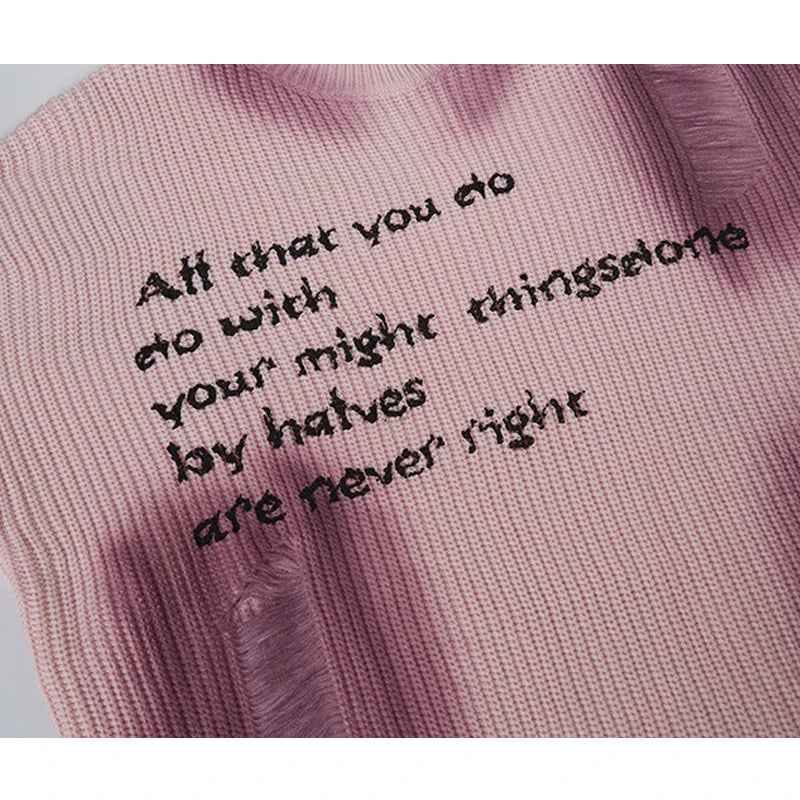 Lightweight Distressed Hip Hop Tie Dye Knit Sweater