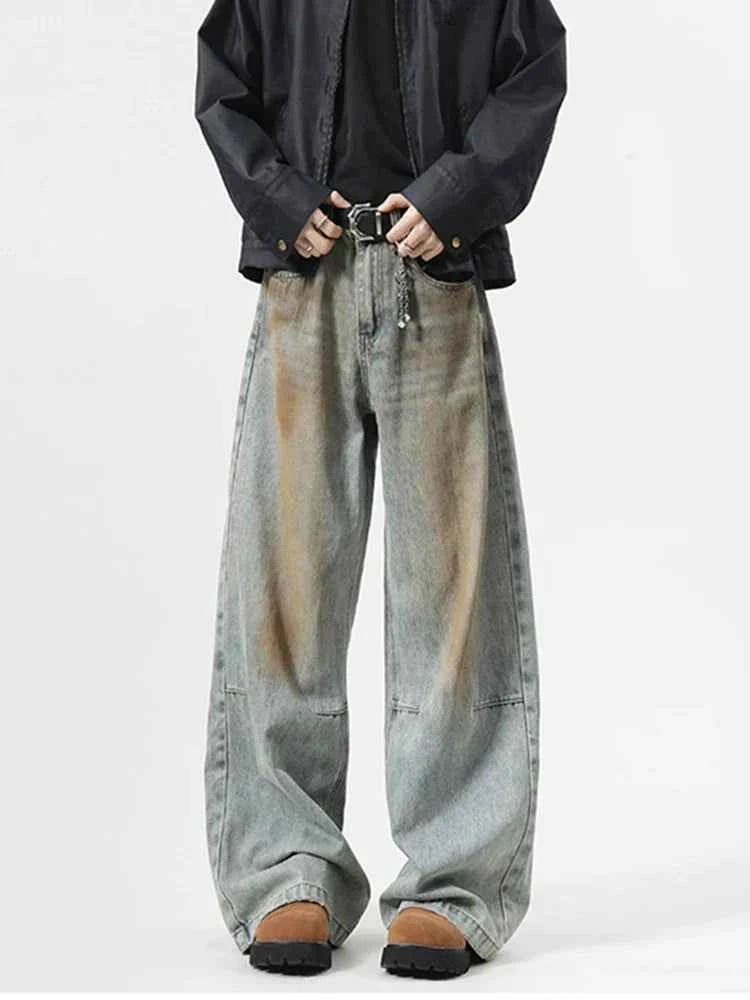 Streetwear Vintage Distressed Wide Leg Denim Jeans