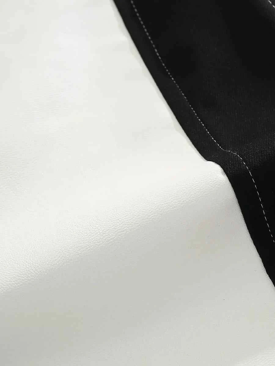 American Contrast Color Leather Workwear Jacket
