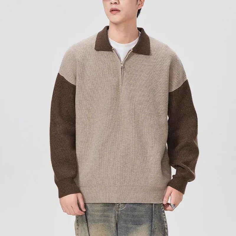 Cozy Bootcut Knitted Half Zipper Sweater