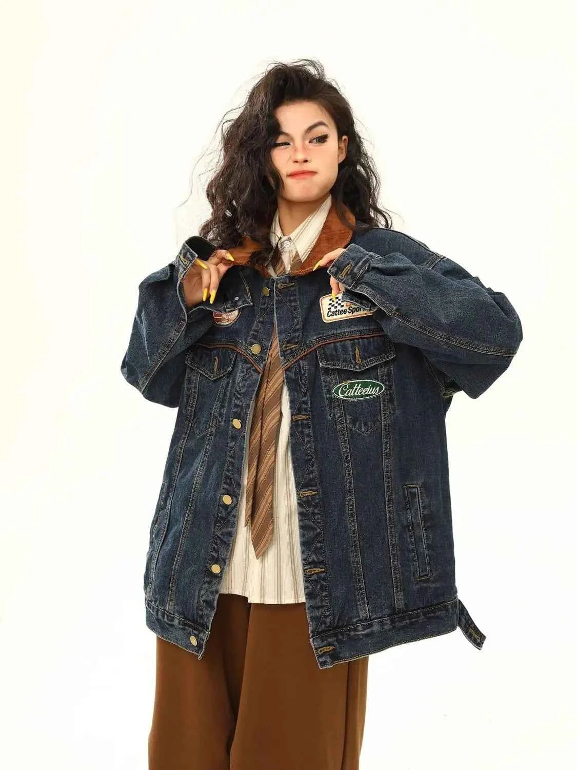 Y2K American Winter Loose Denim Jacket