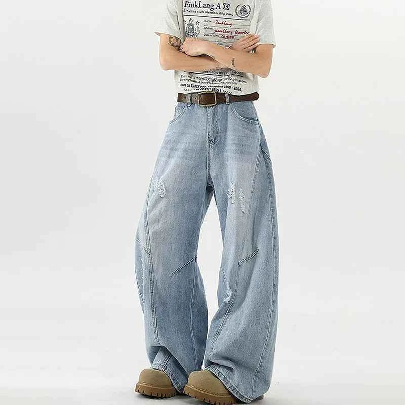 Korean Style High Street Ripped Loose Jeans