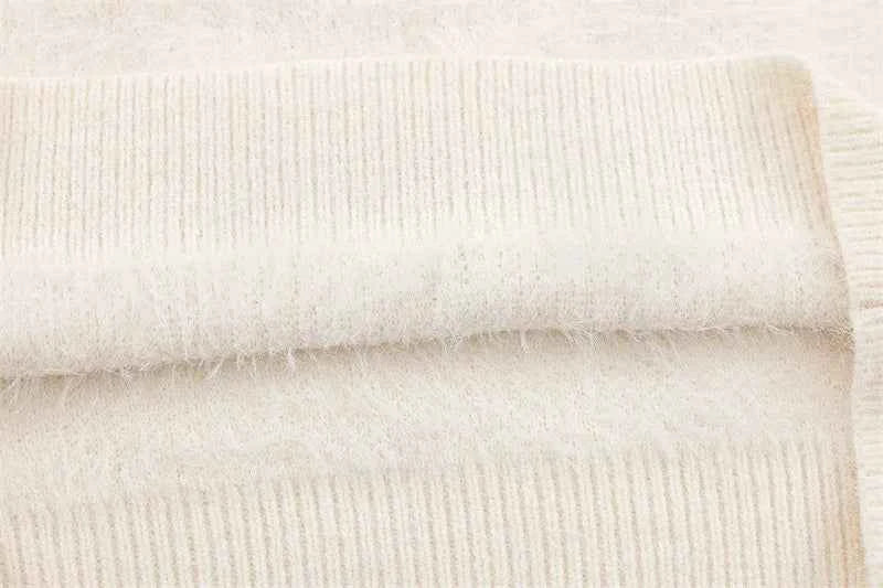 Fuzzy Oversized Cat Print Knit Jumper Sweater