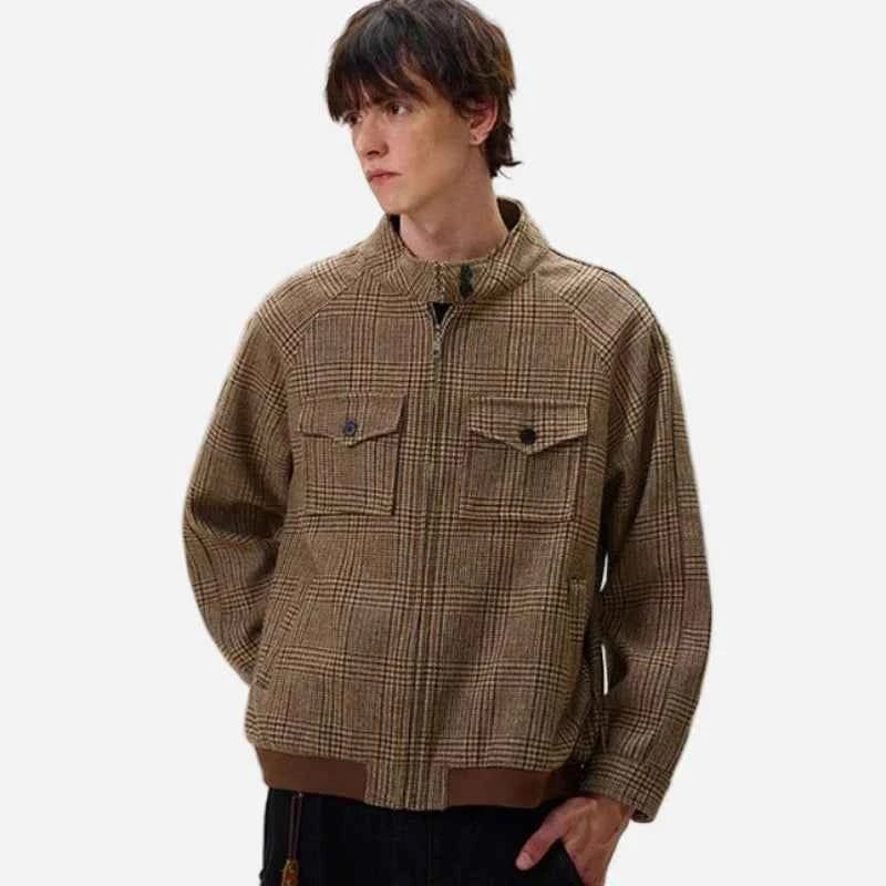 Checkered Brown American High Street Jacket