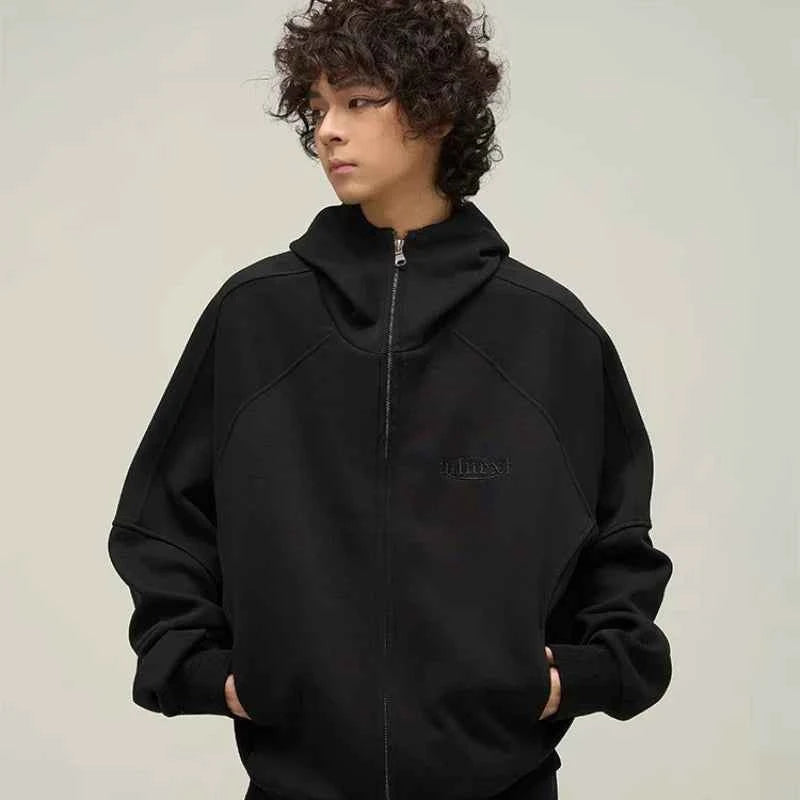Punk Oversized Letter Embroidered Stand Sweatshirt