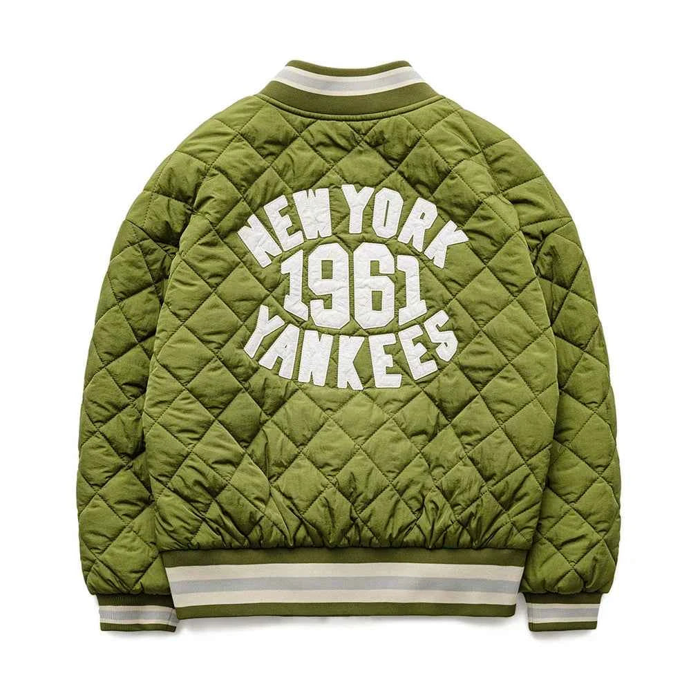 Retro Green Diamond Quilted Padded Jacket
