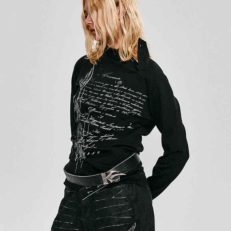 Dark American Gothing Punk Irregular Sleeve T-Shirt