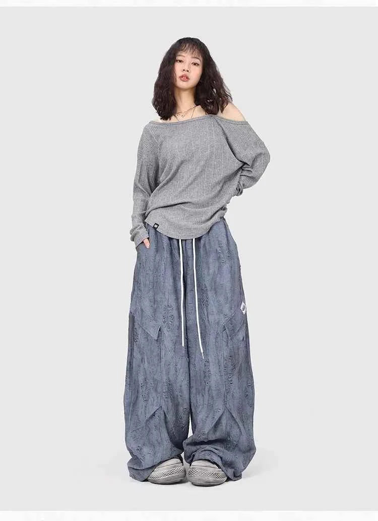 Smog Blue Wasteland Ripped Jazz Pants
