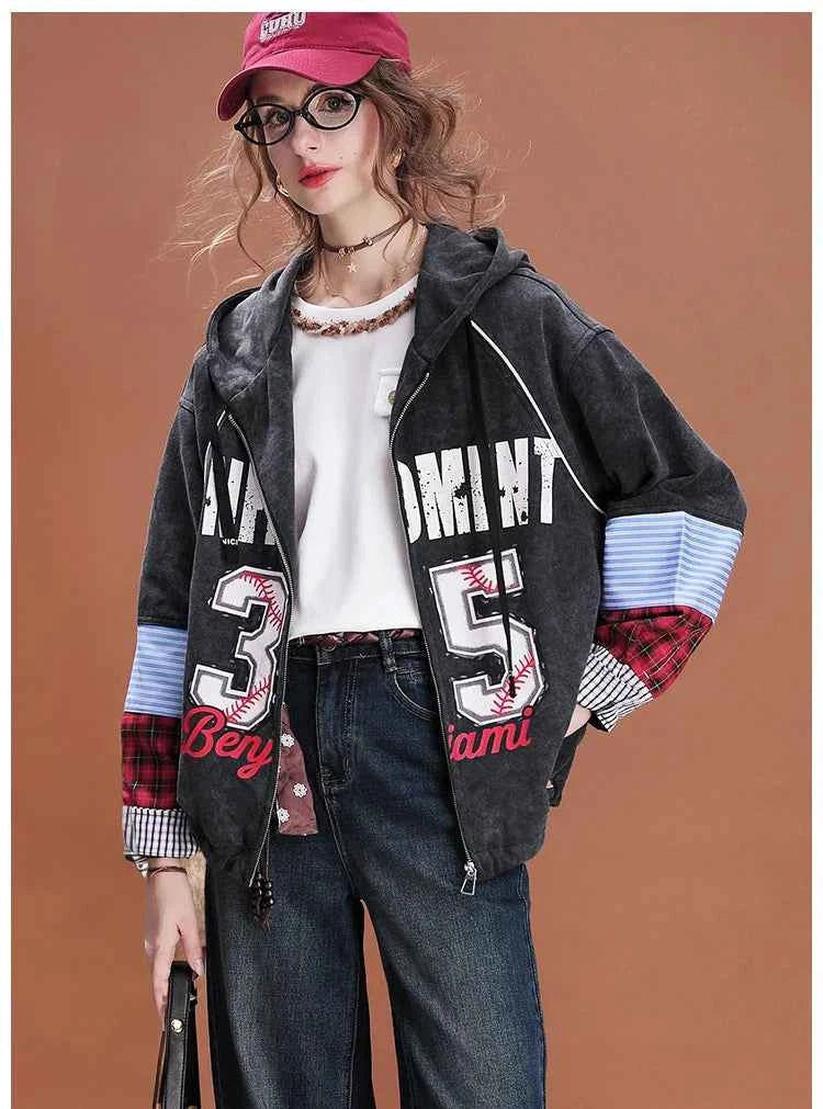 Y2K Cozy Patchwork Loose Fit Sweatshirt