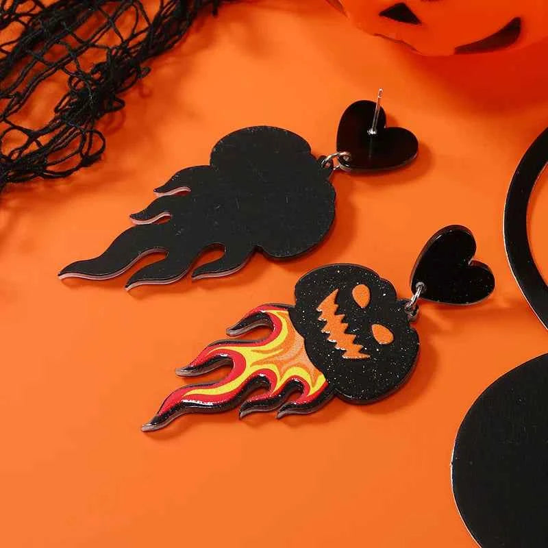 Acrylic Printed Halloween Ghost Pumpkin Earrings