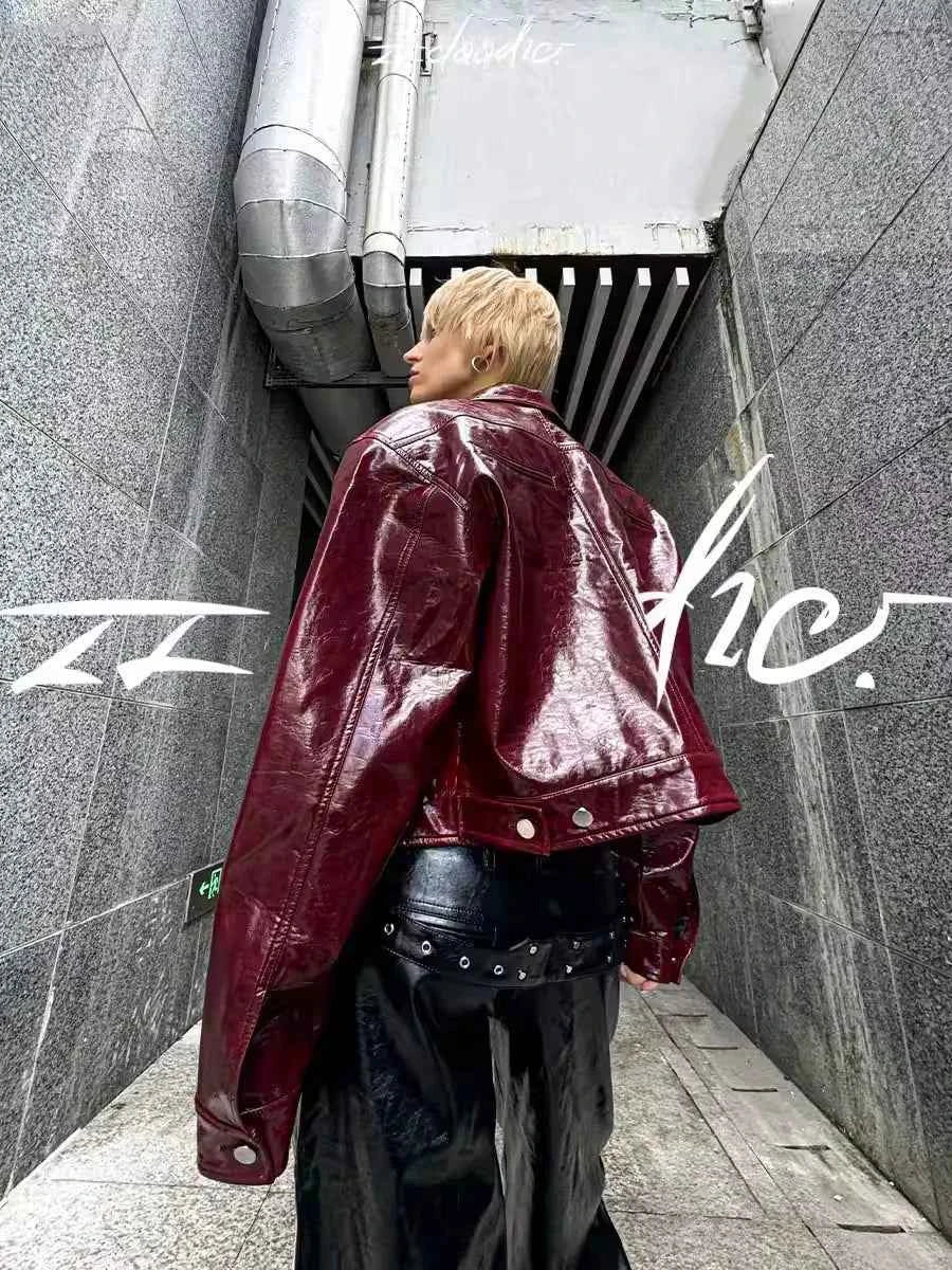 Durable Autumn Cool Oversized PU Leather Jacket