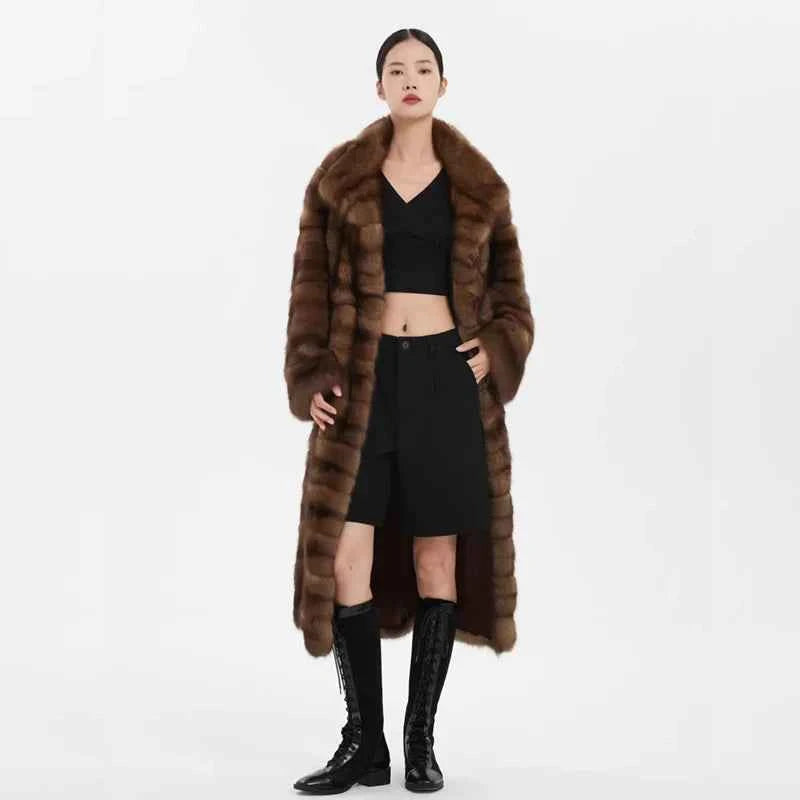 Winter Luxurious Faux Mink Fur Coat