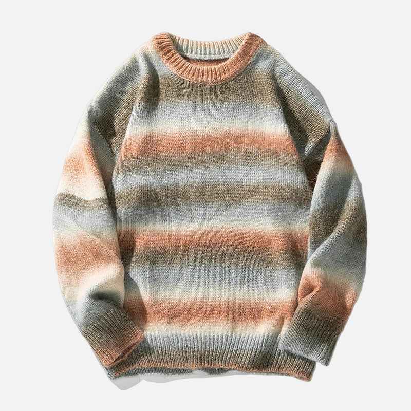 Cozy Gradient Striped Oversized Knitwear Sweater