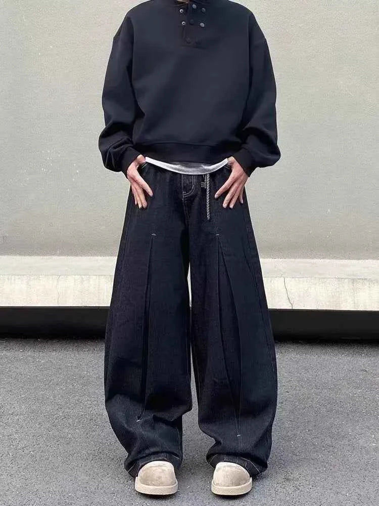 Wardrobe Staple Black Baggy Wide Leg Denim Jeans