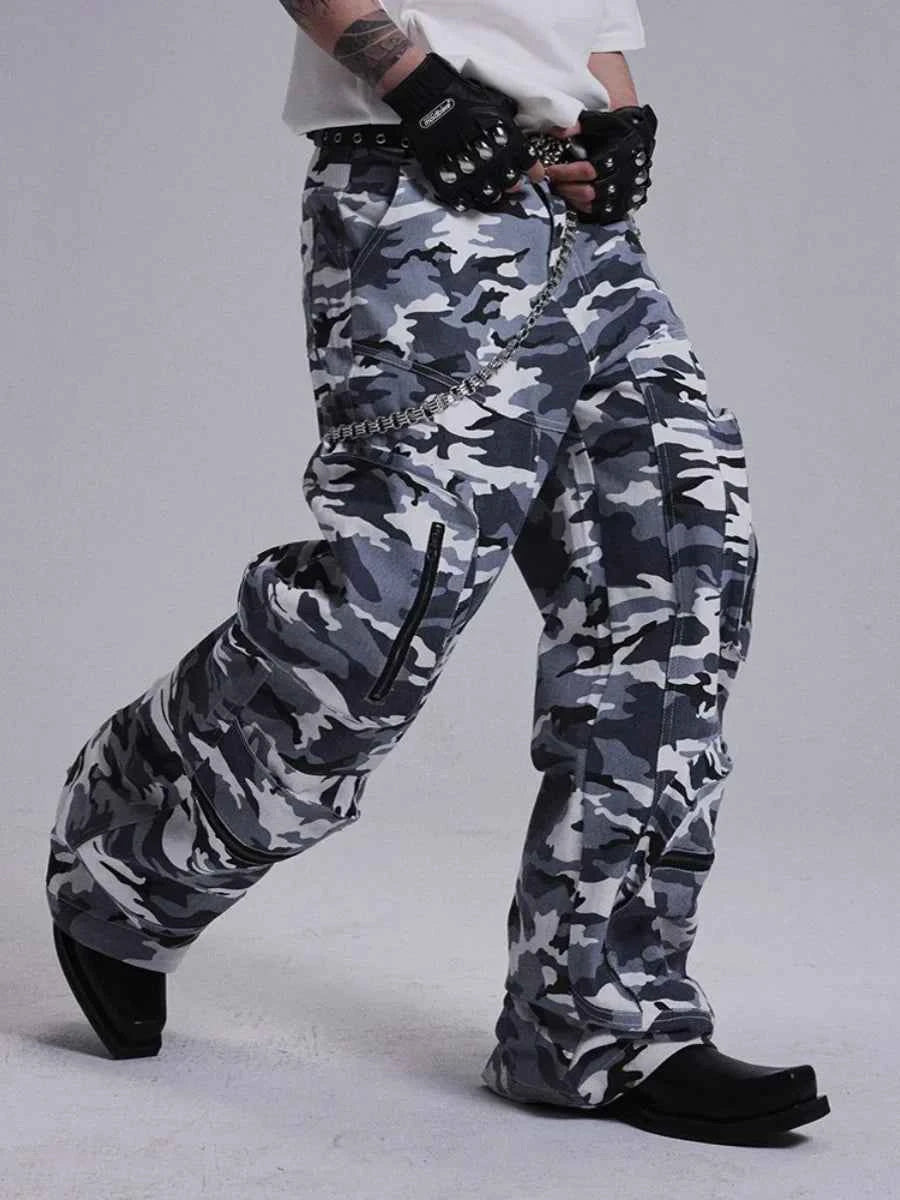 Lightweight Retro Camouflage Zipper Cargo Pants