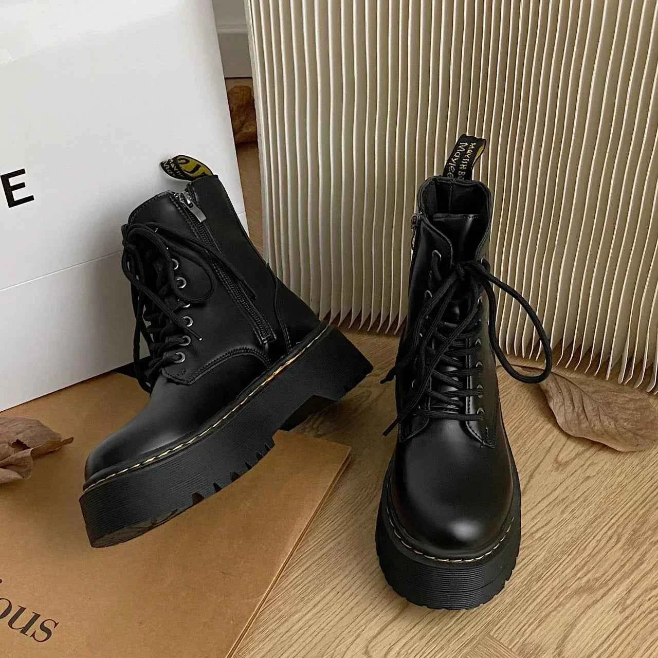 Platform Goth Chelsea Ankle Leather Boot