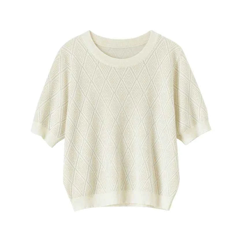 Soft Knit Argyle Round Neck T-shirt