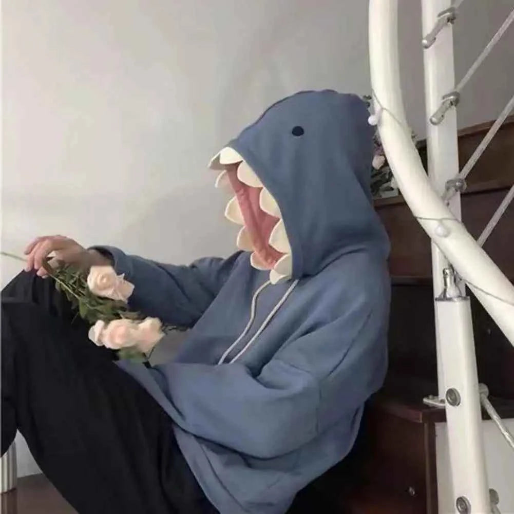 Y2K Funny Shark Patchwork Kawaii Hoodie