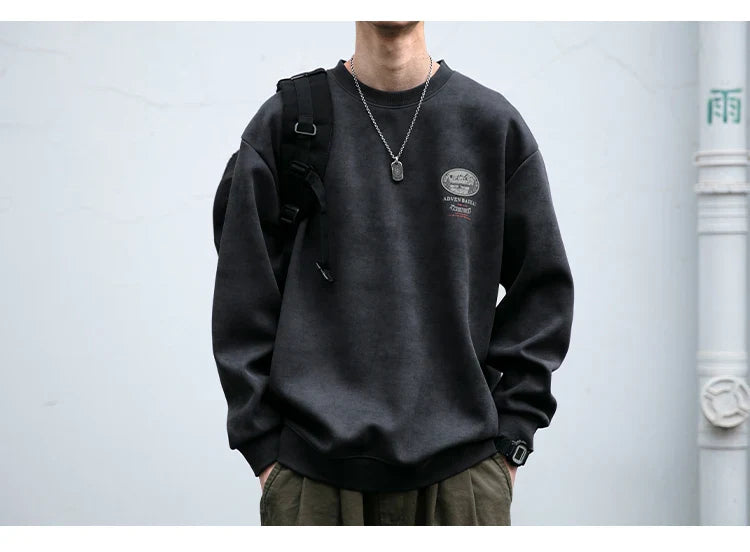 Gray Color Mountain Valley Design Sweater