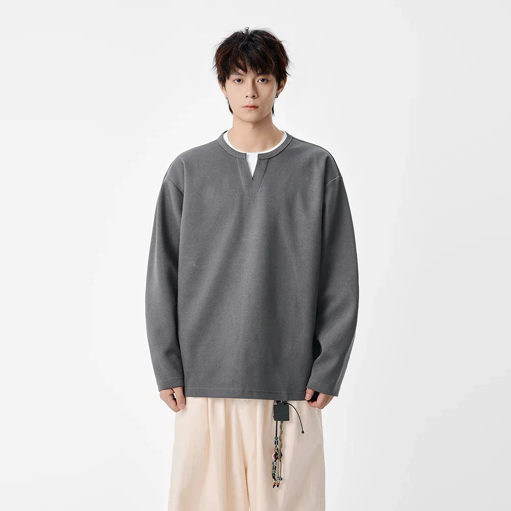 Hip Hop Minimalist Crew Neck Long Sleeve T-Shirt - Luxuryurbanwear