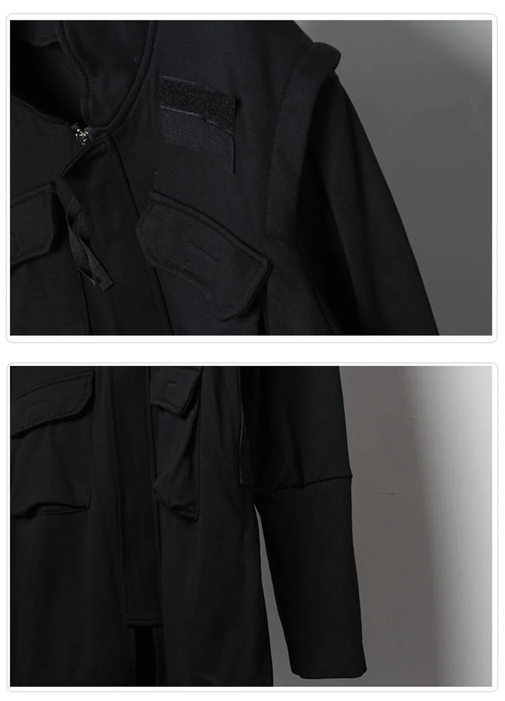 Blackish Gothic Long Trench Multi Pocket Coat