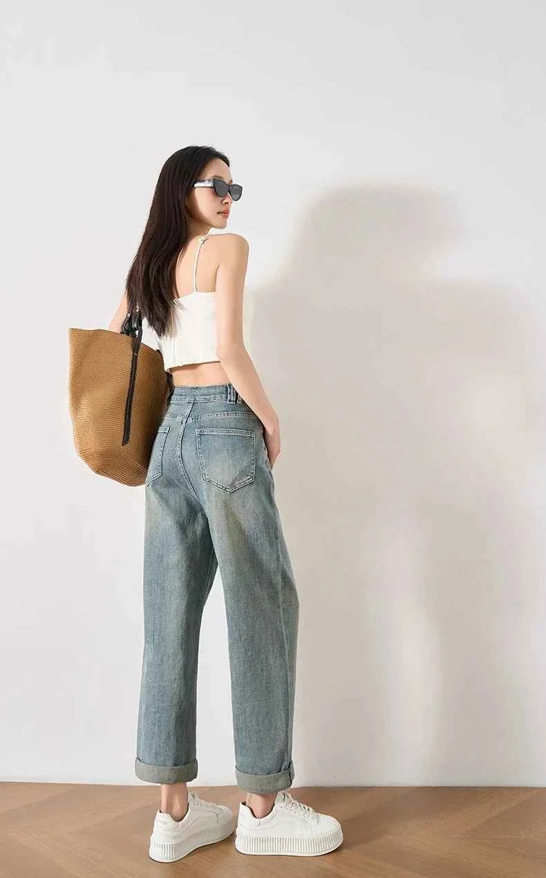 Trendy Loose Fit Denim Straight Leg Jeans