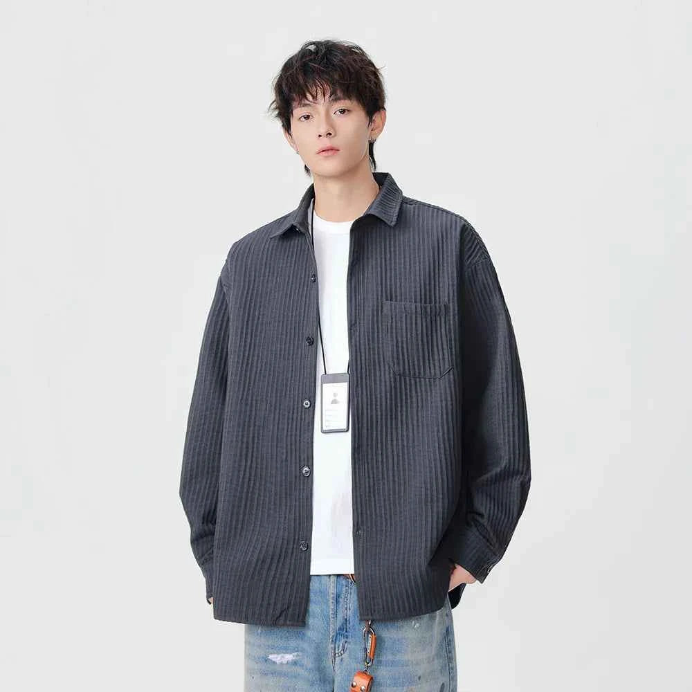 Y2K Vertical Striped Casual Long Sleeve Shirt