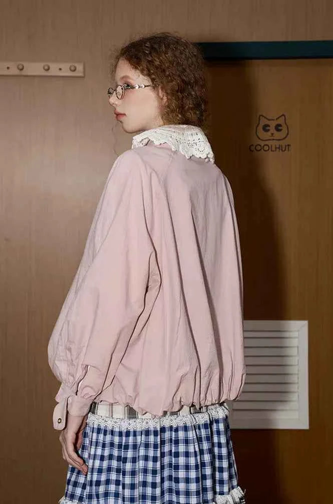 Youthful Floral Lace Collar Casual Jacket