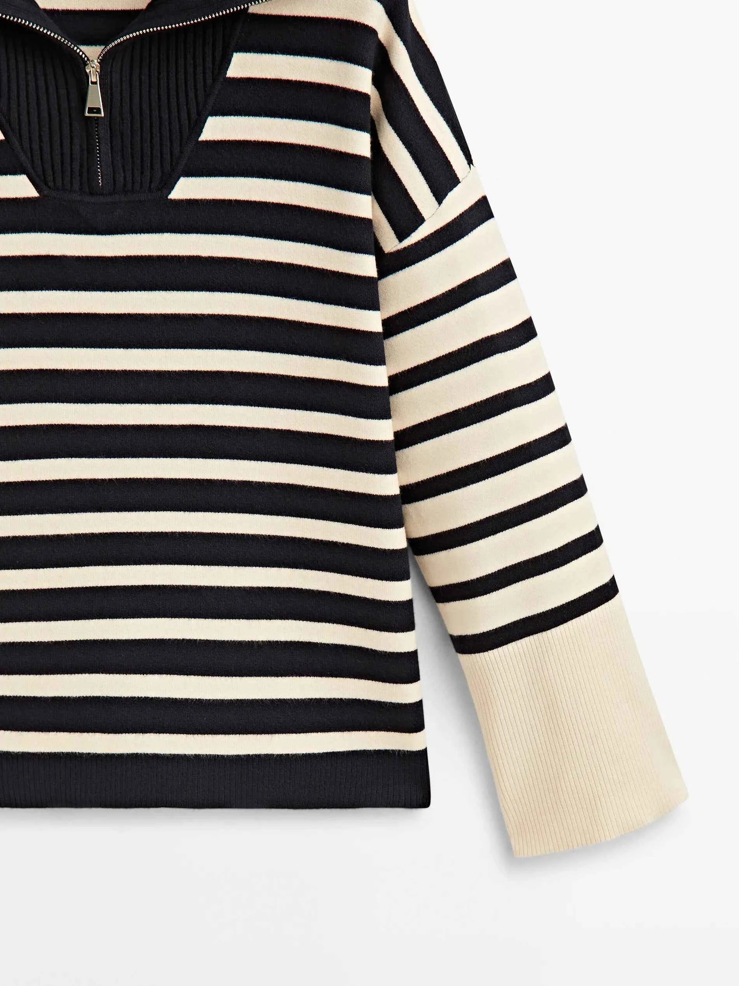 Retro Ethereal Striped Patchwork Turtleneck Sweater