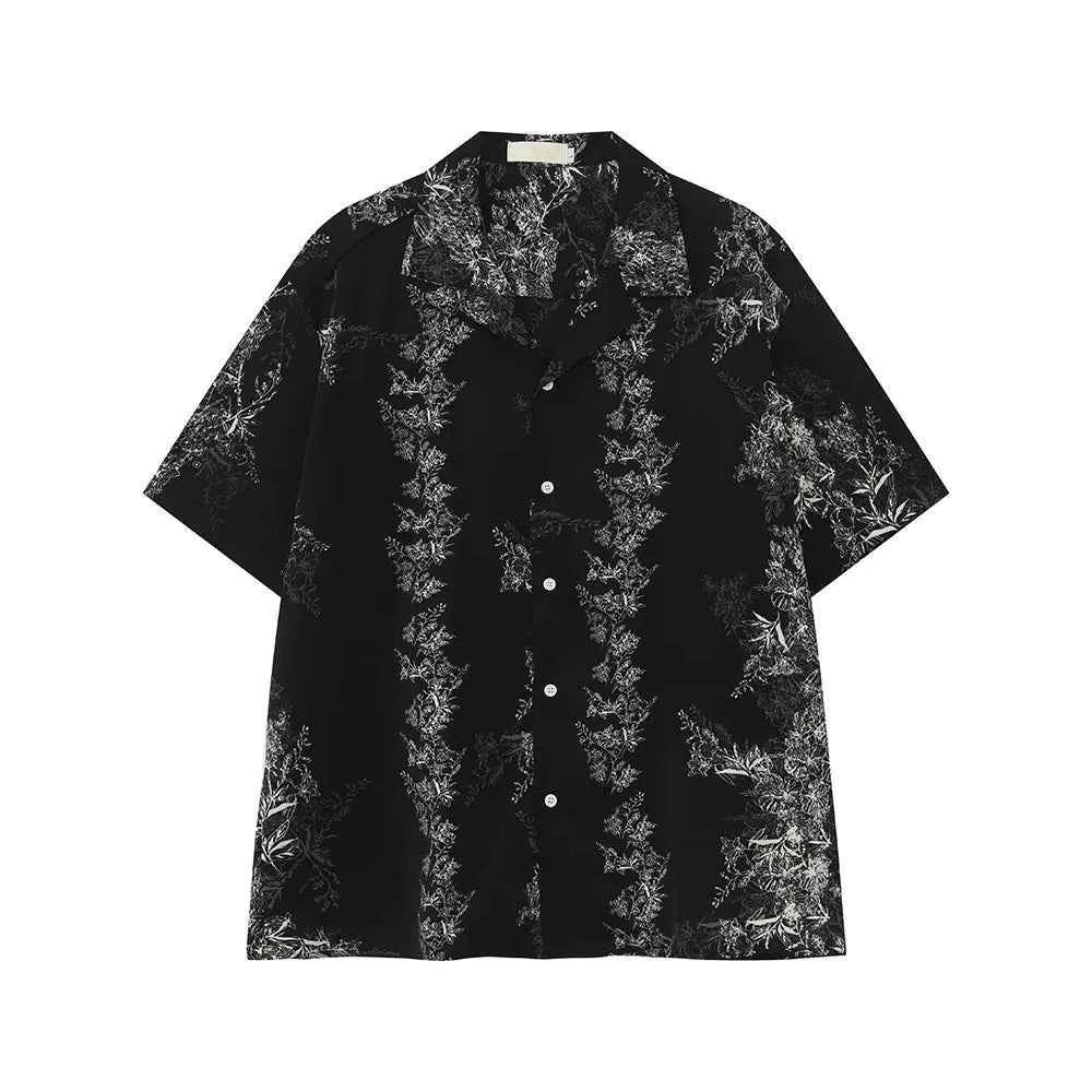 Retro Floral Cuban Collar Casual Shirt