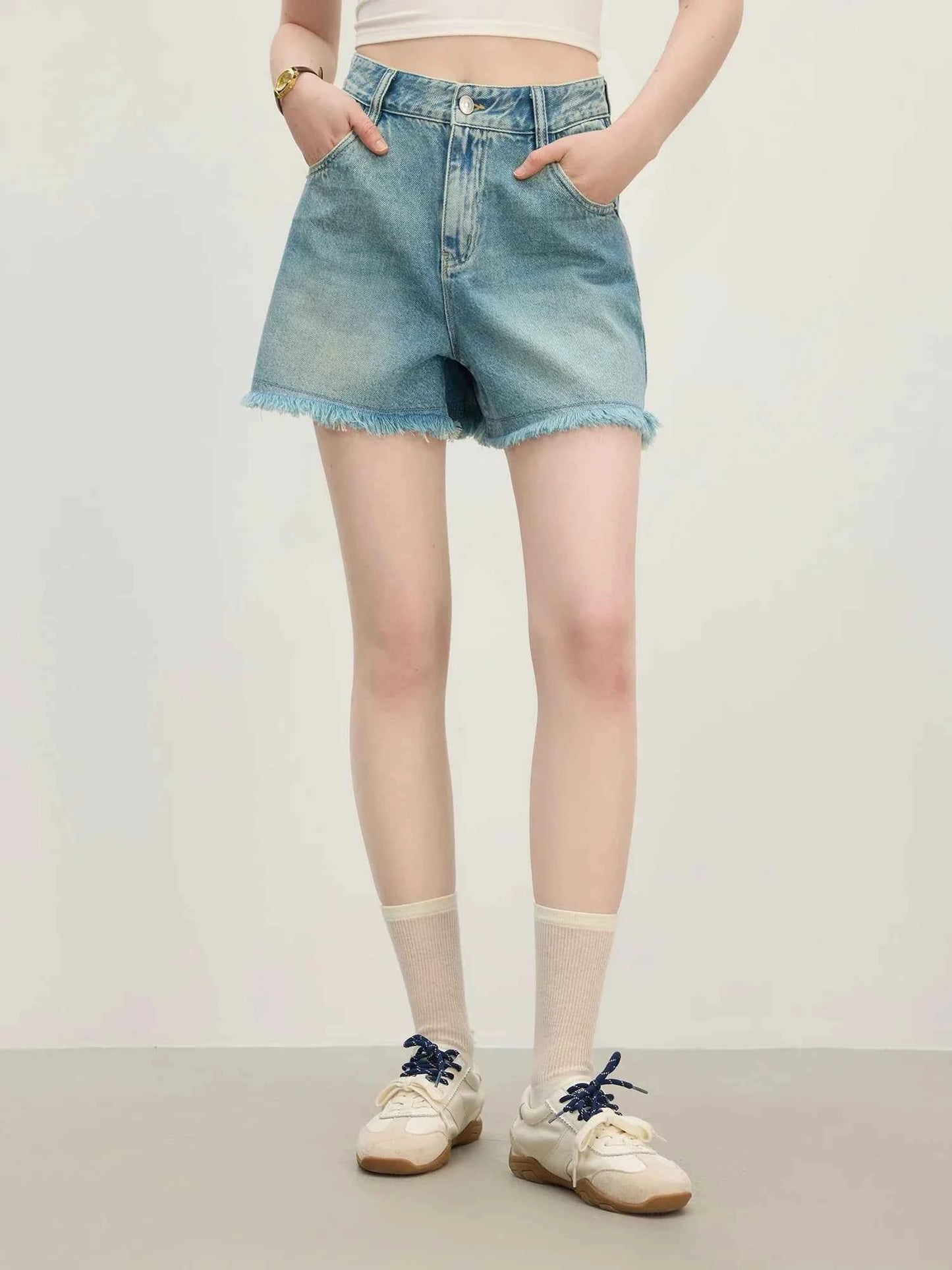 Minimalist Raw Edge Tassel High Jeans Short