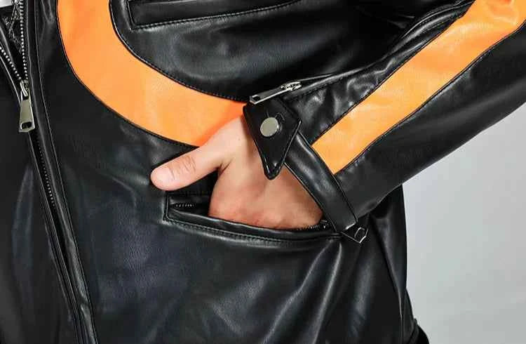 Men Luxury Handsome Patchwork Leather Jacket