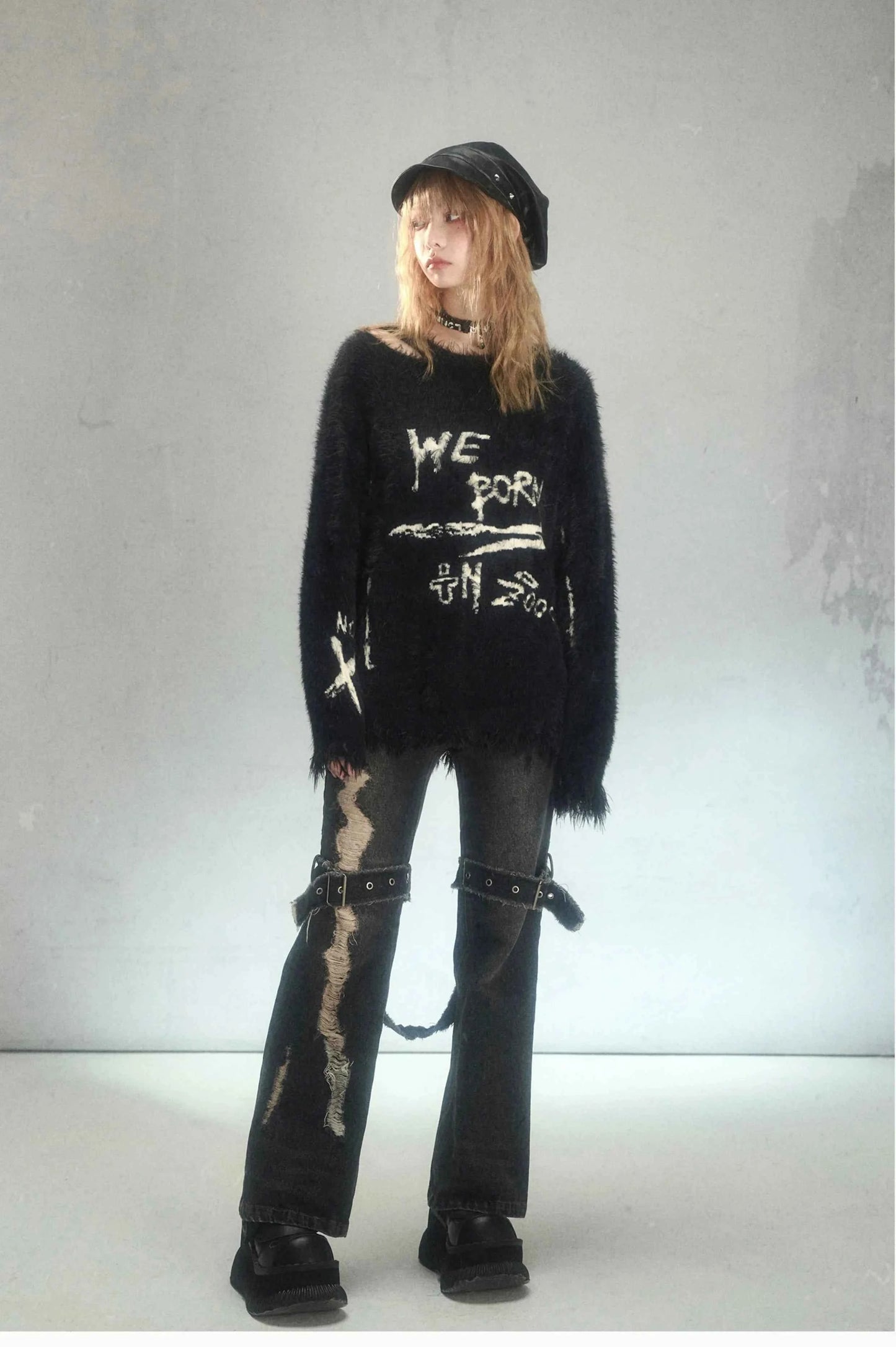 Gothic Distressed Grunge Knitted Sweater