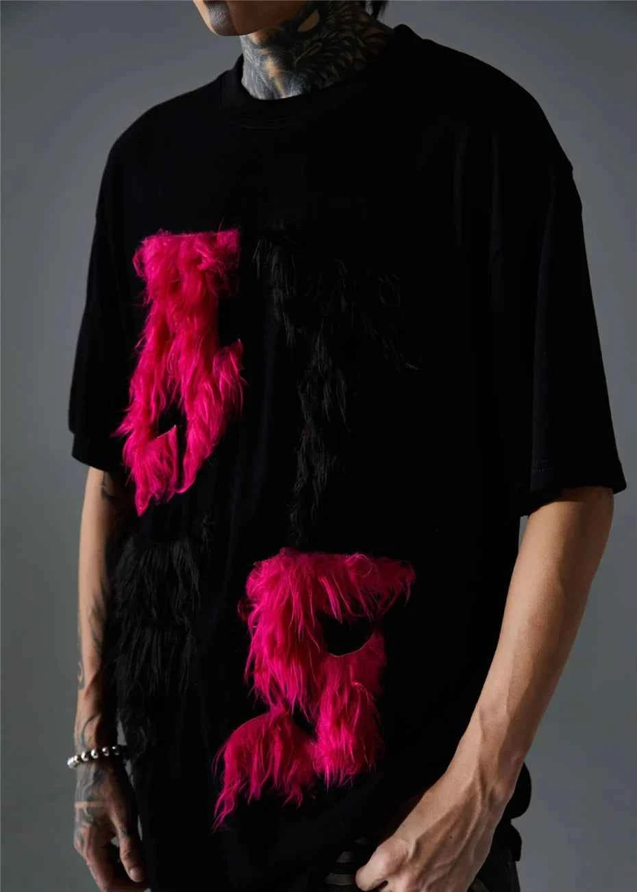 Edgy Cool Patchwork Fur T-Shirt