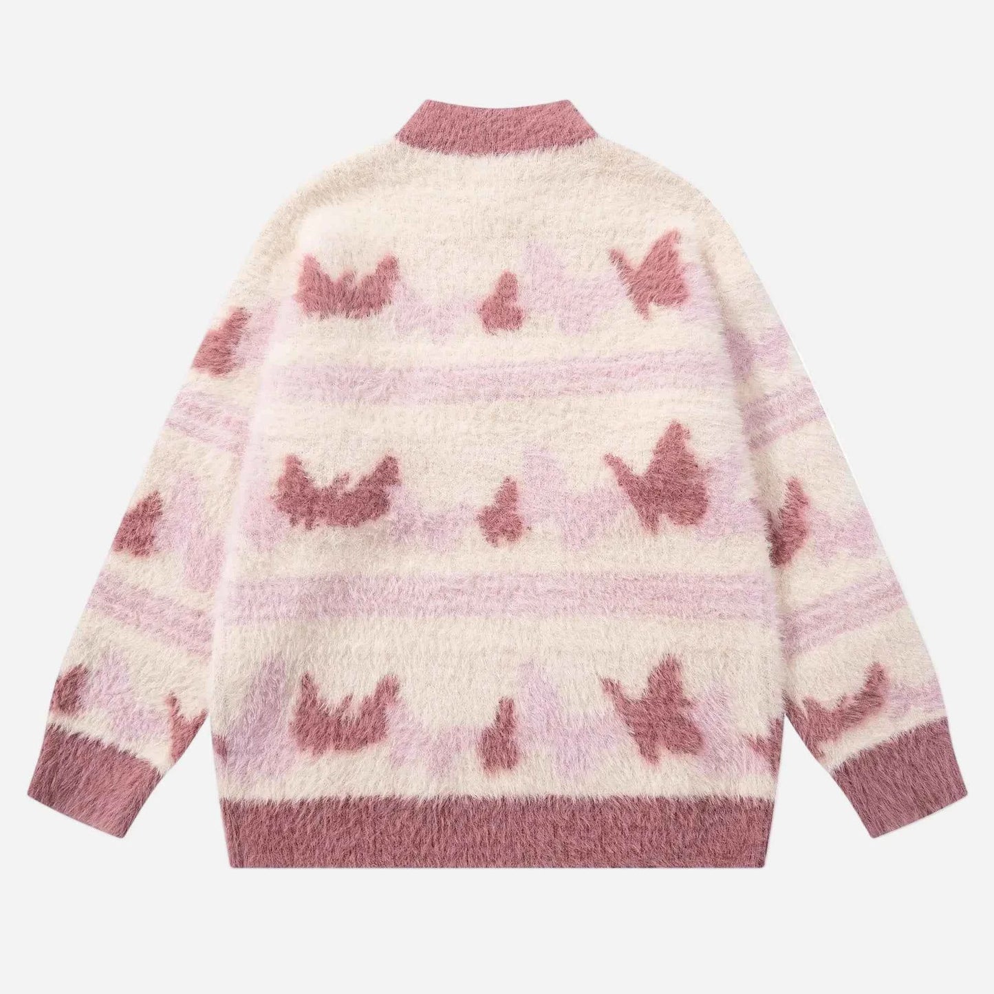 Butterfly Pattern Half Zipper Sweater