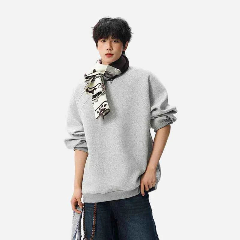 Solid Color Minimalist Round Neck Sweatshirt