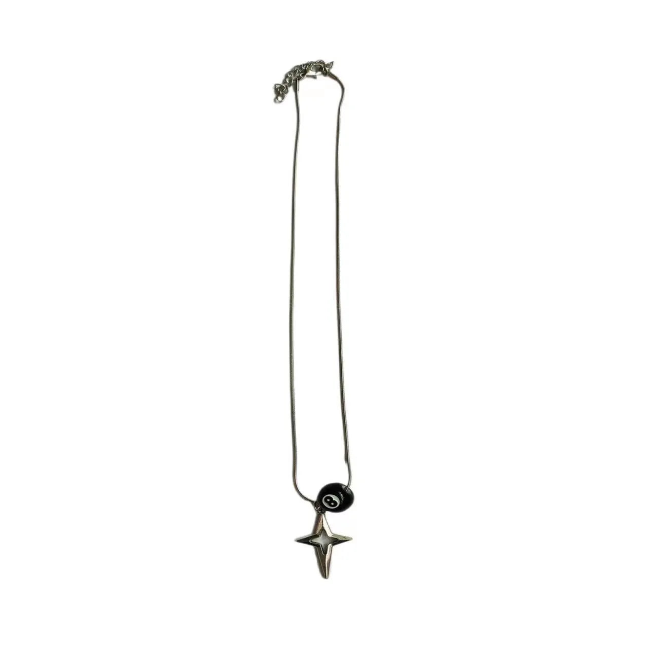 Stylish Stainless Steel Star & 8 Ball Necklace - Luxuryurbanwear