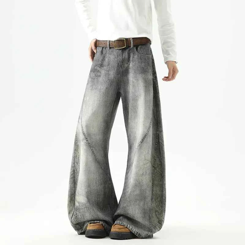 Durable American 3D Print Wide-Leg Jeans